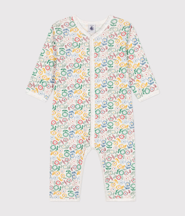 Pyjama sans pieds imprim&eacute; en coton b&eacute;b&eacute; blanc/multicouleur
