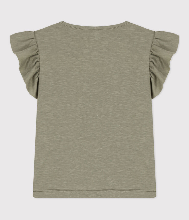 Tee-shirt manches courtes en coton enfant fille vert MARECAGE