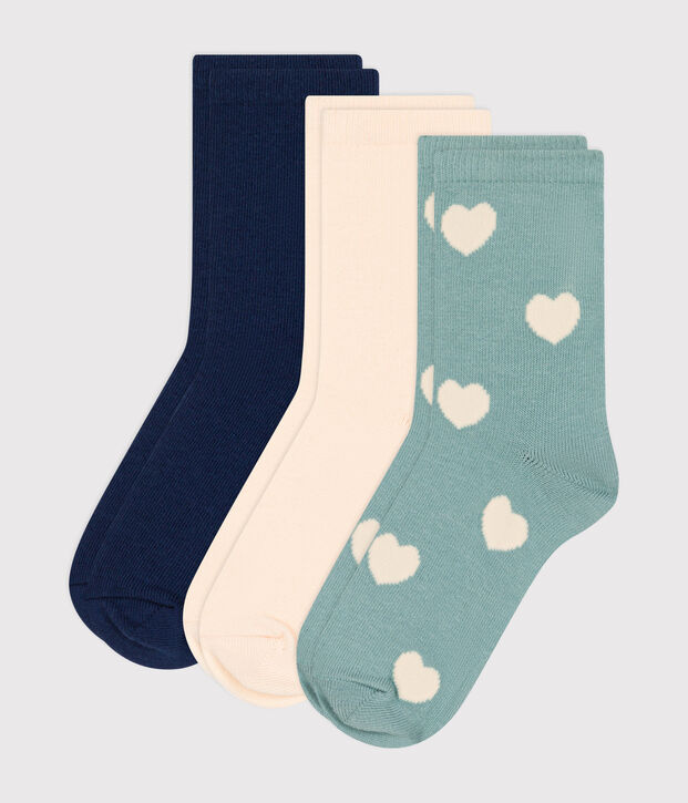 3 paires de chaussettes en coton c&oelig;urs enfant multicouleur