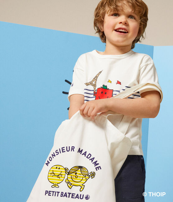 Tote bag Monsieur Madame en coton blanc MARSHMALLOW