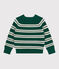 Pull enfant en laine et coton à rayures vert WILLOW/ AVALANCHE