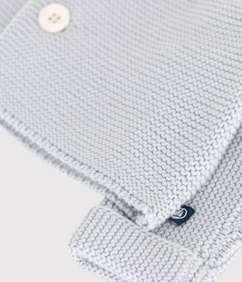 Cardigan b&eacute;b&eacute; tricot point mousse en coton bleu CO2