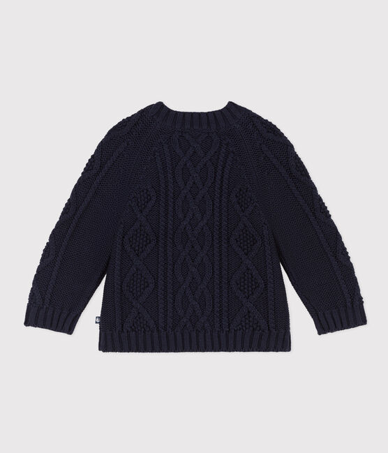 Pull tricot à torsades bébé en coton bleu SMOKING