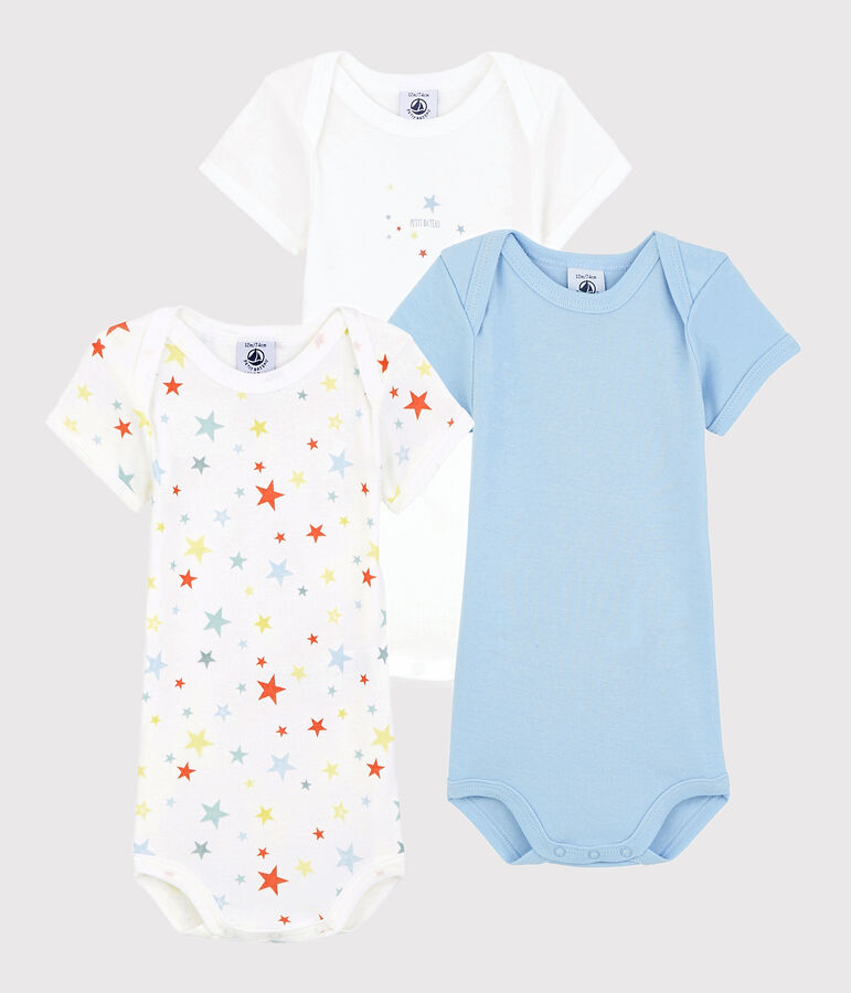 Lot de 3 bodies manches courtes &agrave; &eacute;toiles color&eacute;es b&eacute;b&eacute; en coton biologique variante 1