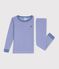 Pyjama tr&egrave;s ajust&eacute; enfant en coton &agrave; rayures bleu/blanc