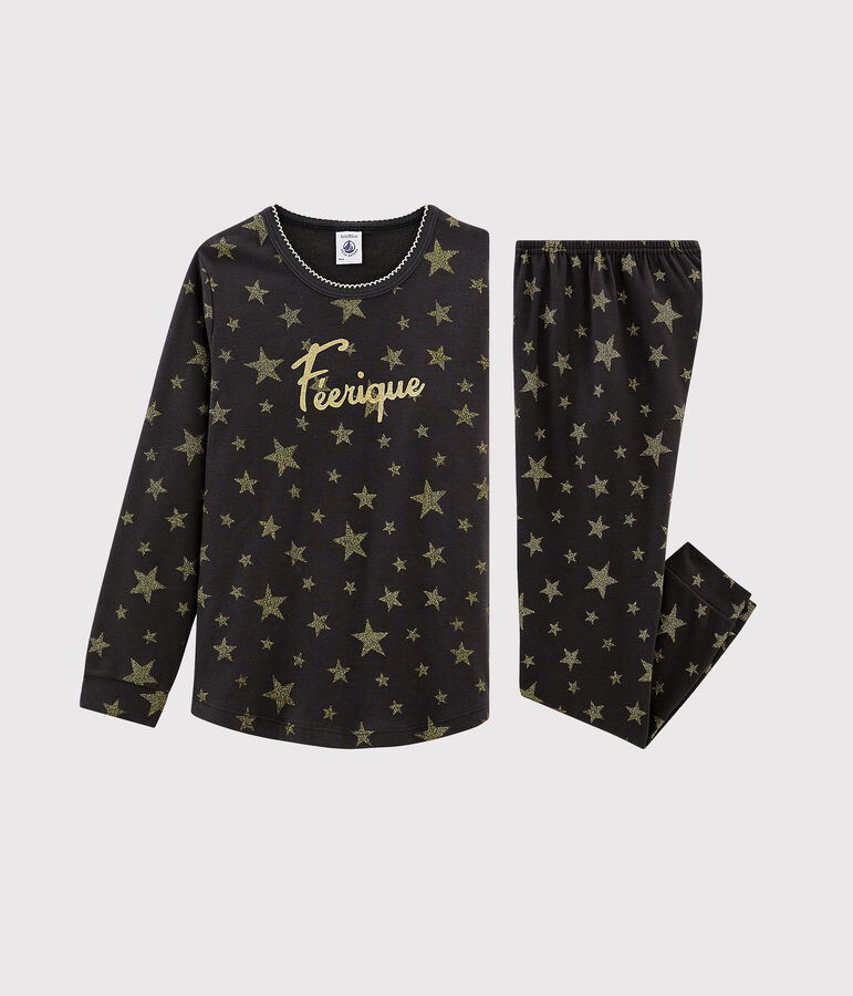 Pyjama petite fille en c&ocirc;te gris CAPECOD/jaune OR