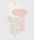 Lot de 3 bodies manches courtes fleurs en coton