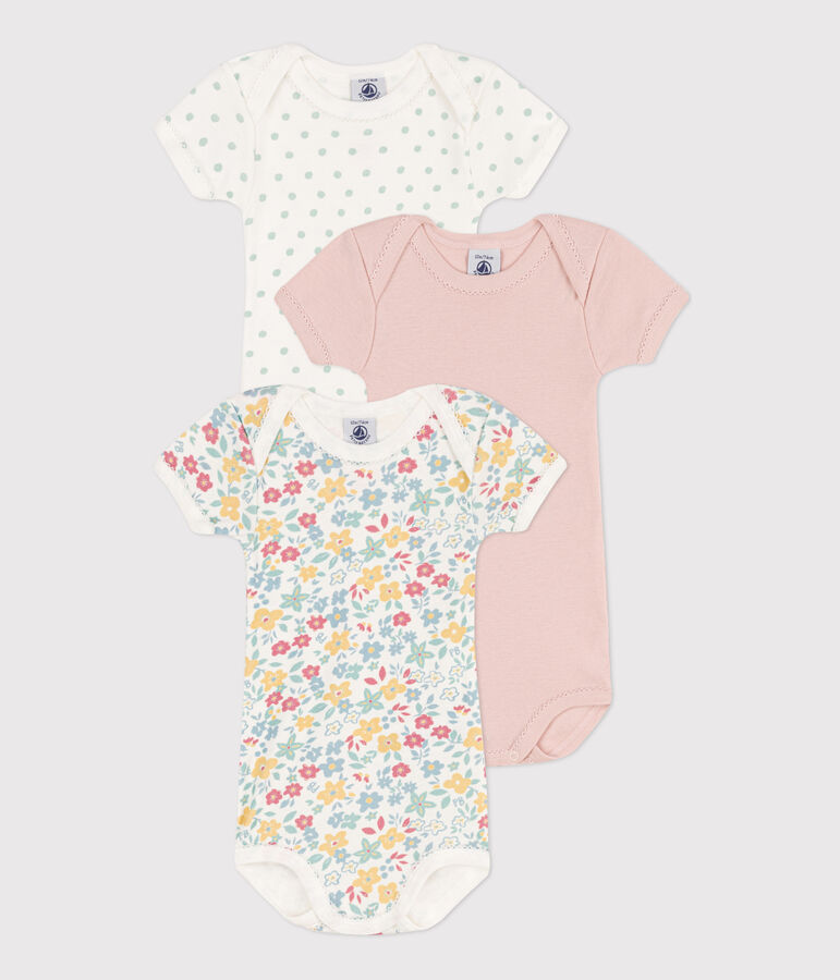 Lot de 3 bodies manches courtes fleurs en coton variante 1