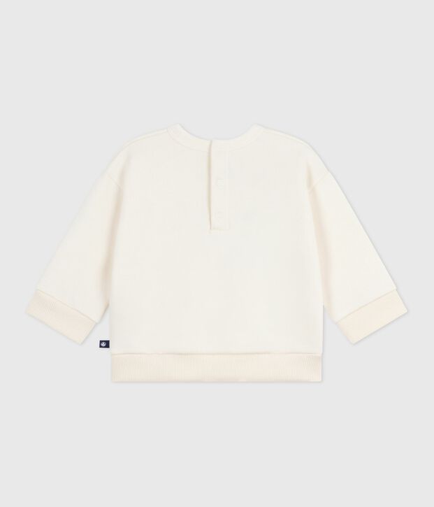 Sweatshirt b&eacute;b&eacute; en coton motif c&oelig;ur blanc cass&eacute;
