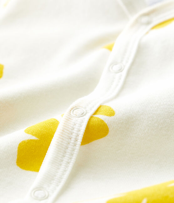 Combicourt imprimé végétal bébé en coton blanc MARSHMALLOW/ ORGE
