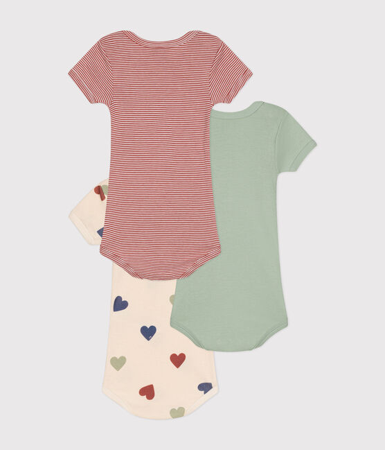 Lot de 3 bodies manches courtes tricœurs en coton bébé variante 1