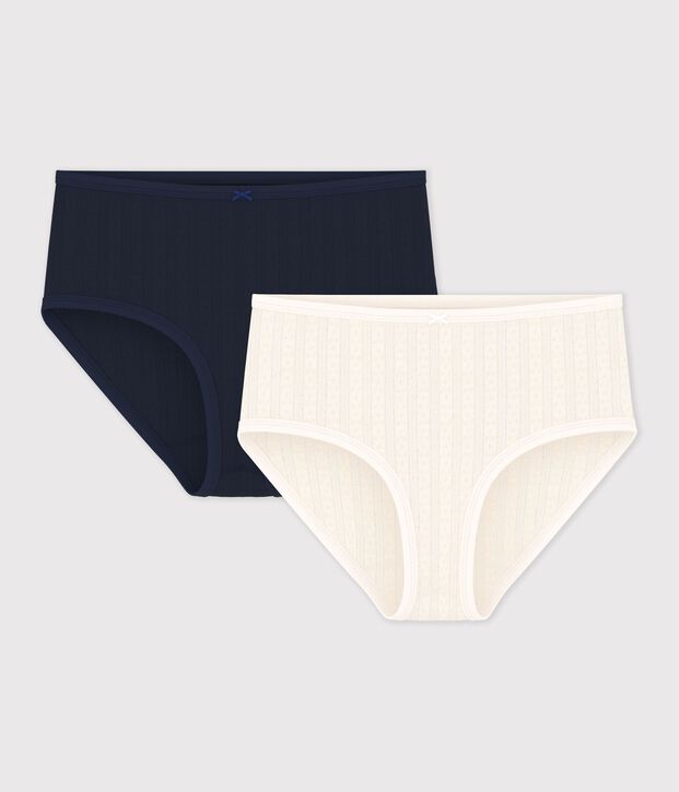 Lot de culottes taille haute femme en coton ajour&eacute; multicouleur