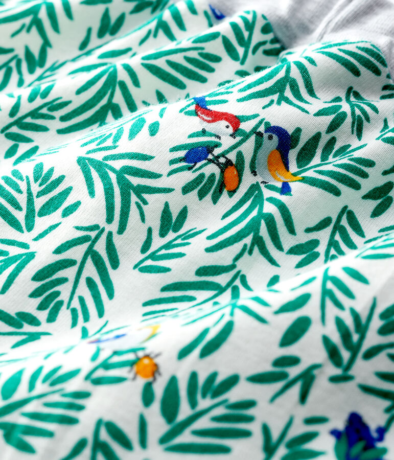 Pantalon en c&ocirc;te imprim&eacute;e b&eacute;b&eacute; gar&ccedil;on blanc MARSHMALLOW/blanc MULTICO