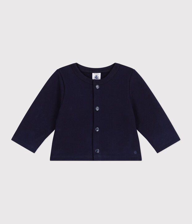 Cardigan b&eacute;b&eacute; en coton uni bleu marine