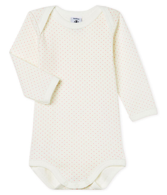Body manches longues bébé fille blanc MARSHMALLOW/rose CHARME
