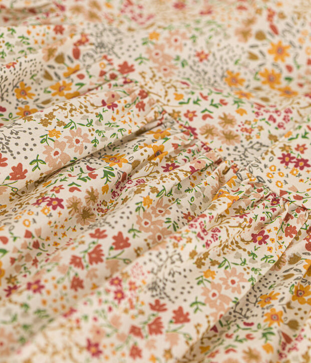 Robe imprim&eacute;e sans manche en popeline enfant fille &eacute;cru/multicouleur