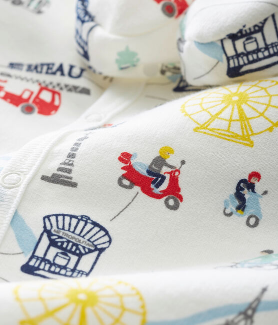 Ensemble pyjama et chaussons bébé garçon blanc MARSHMALLOW/blanc MULTICO
