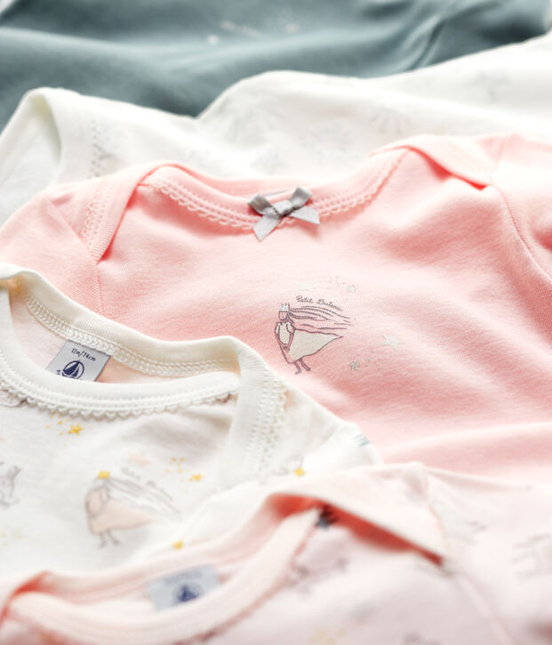 Lot de 5 bodies princesse manches longues b&eacute;b&eacute; fille en coton multicouleur