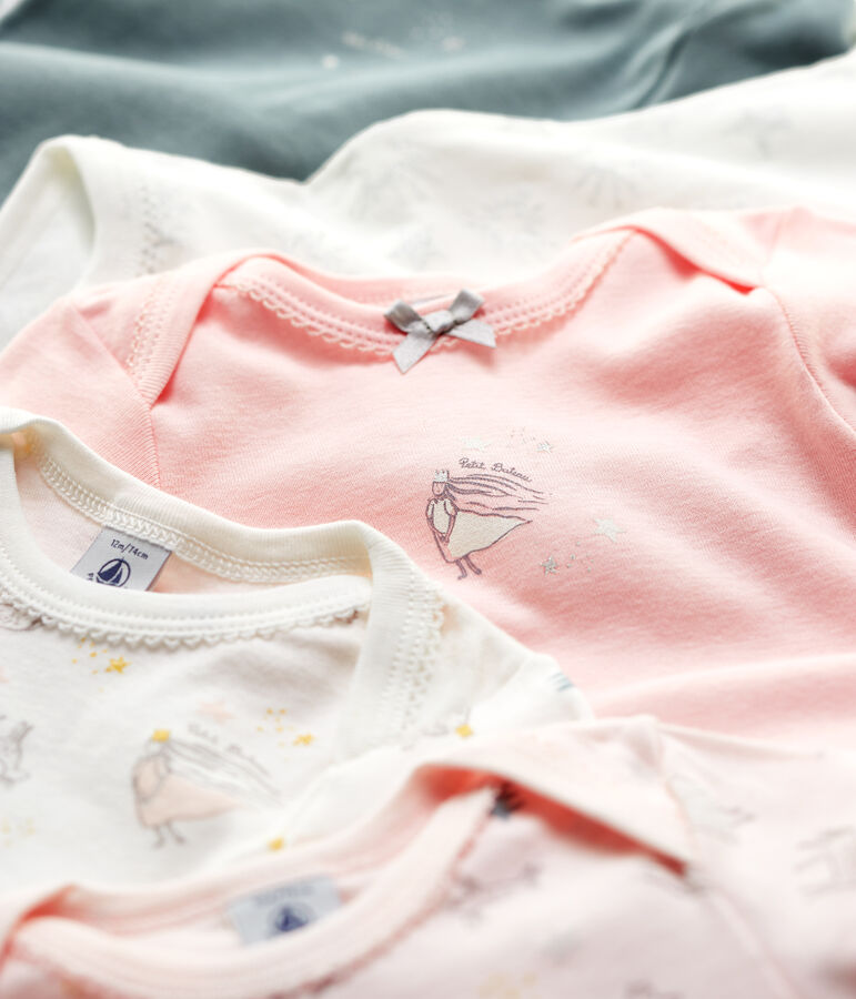 Lot de 5 bodies princesse manches longues b&eacute;b&eacute; fille en coton multicouleur
