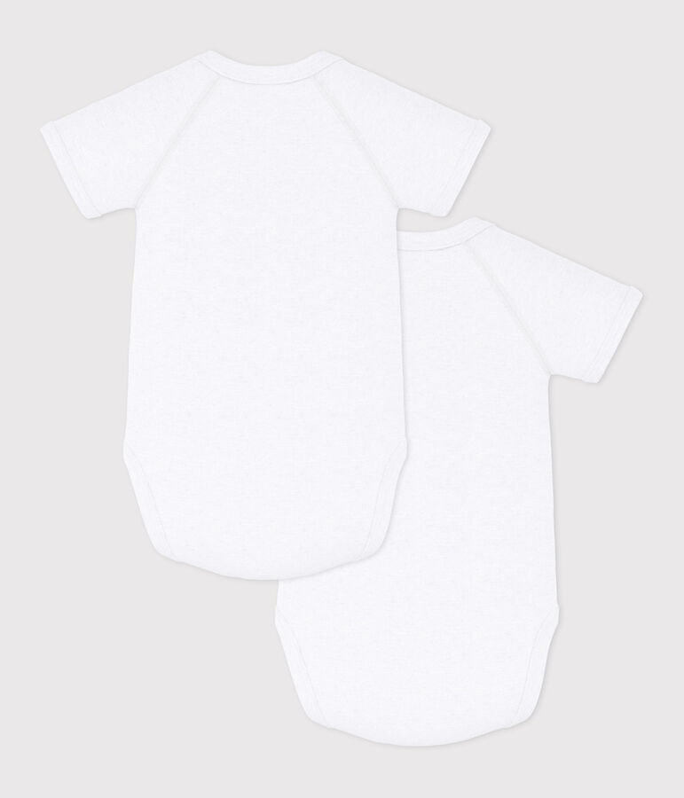 Lot de 2 bodies crois&eacute;s manches courtes en coton unis b&eacute;b&eacute; variante 1