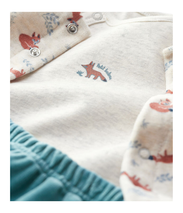 Ensemble 3 pi&egrave;ces b&eacute;b&eacute; en velours et en c&ocirc;te beige MONTELIMAR/blanc MULTICO