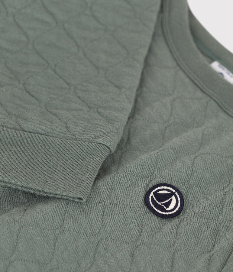 Sweatshirt en tubique matelass&eacute; enfant gar&ccedil;on vert