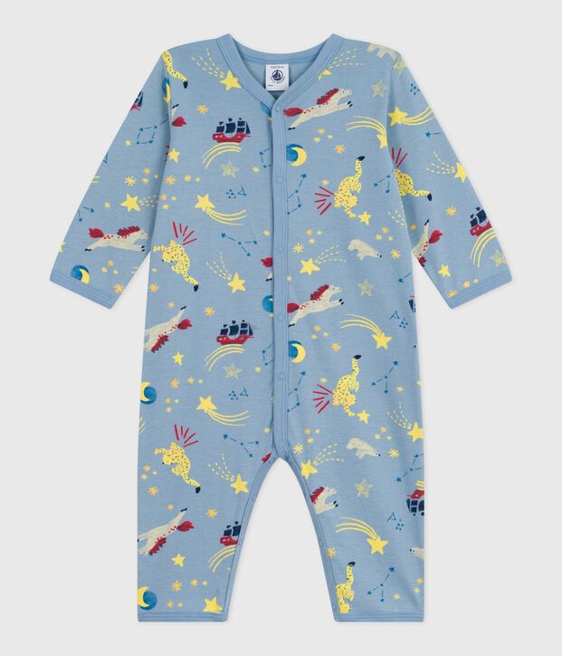 Pyjama b&eacute;b&eacute; en coton sans pieds imprim&eacute; bleu/multicouleur
