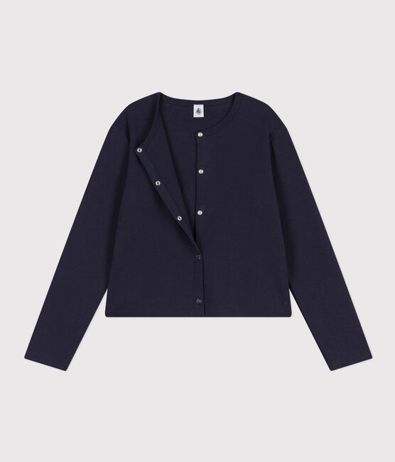 Cardigan à pressions en coton Femme bleu SMOKING