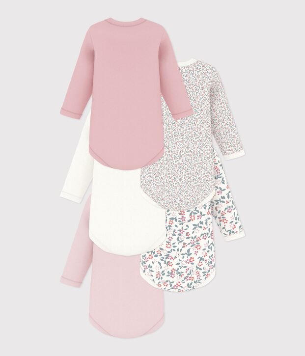 Lot de bodies manches longues en coton imprim&eacute; &agrave; fleurs b&eacute;b&eacute; multicouleur