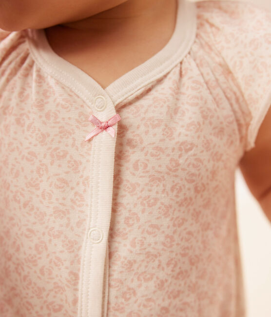 Combinaison courte imprimé fleurs en coton bébé MARSHMALLOW/ PANTY
