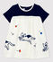 Robe en molleton bébé. blanc MARSHMALLOW/bleu SMOKING