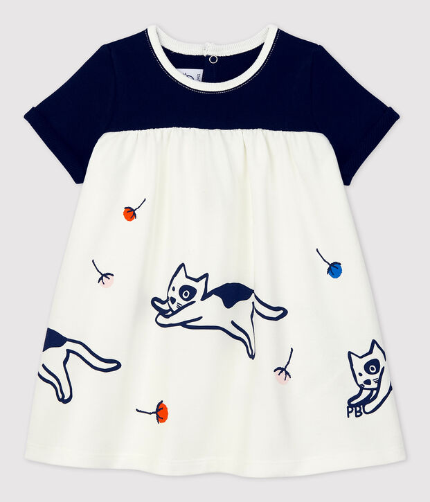 Robe en molleton b&eacute;b&eacute;. blanc/bleu