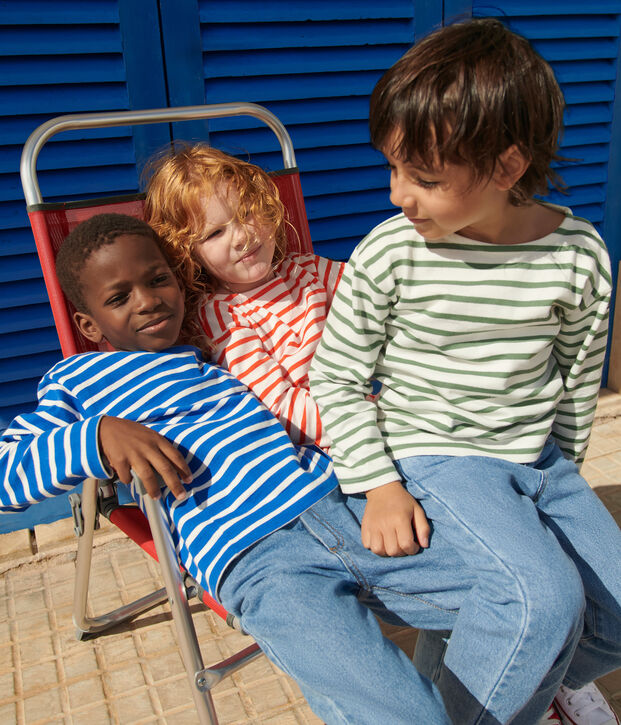Marini&egrave;re enfant mixte en coton manches longues bleu/blanc