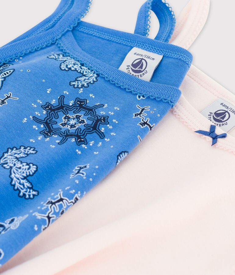 Lot de 2 chemises &agrave; bretelles bandana petite fille en coton biologique multicouleur