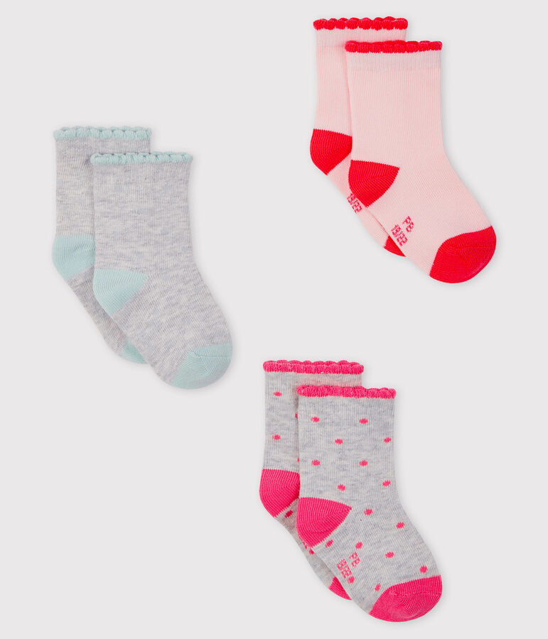 Lot de 3 paires de chaussettes b&eacute;b&eacute; fille multicouleur