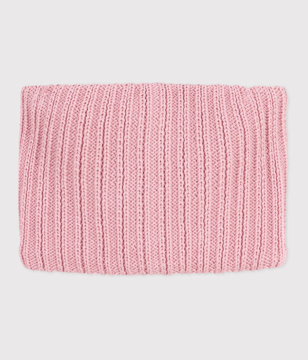 Snood enfant en tricot doubl&eacute; en polaire rose