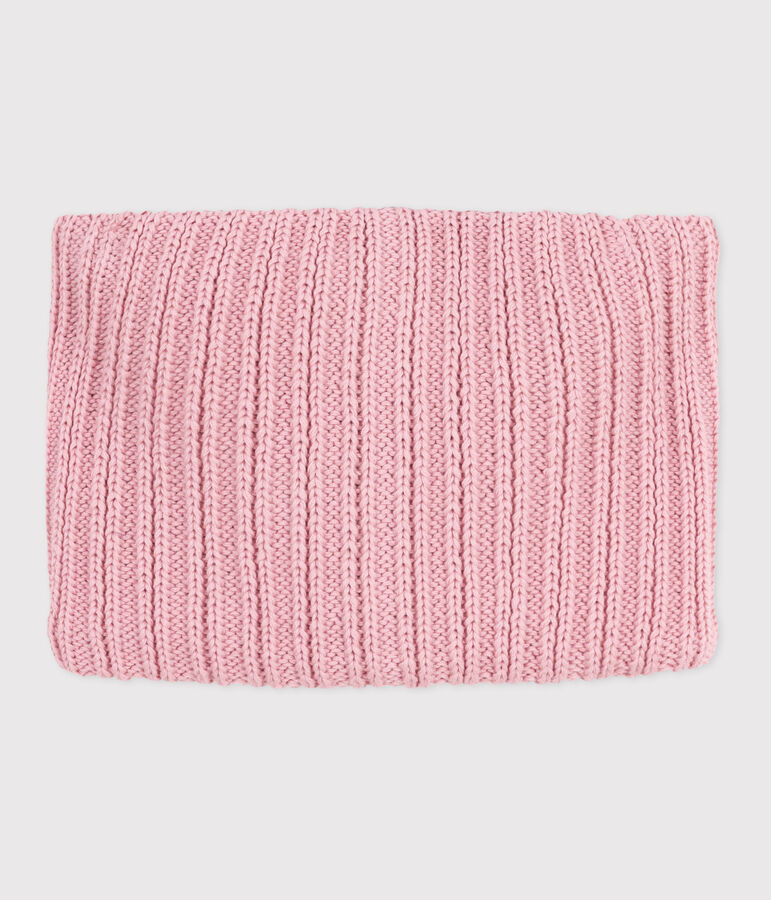 Snood enfant en tricot doubl&eacute; en polaire rose