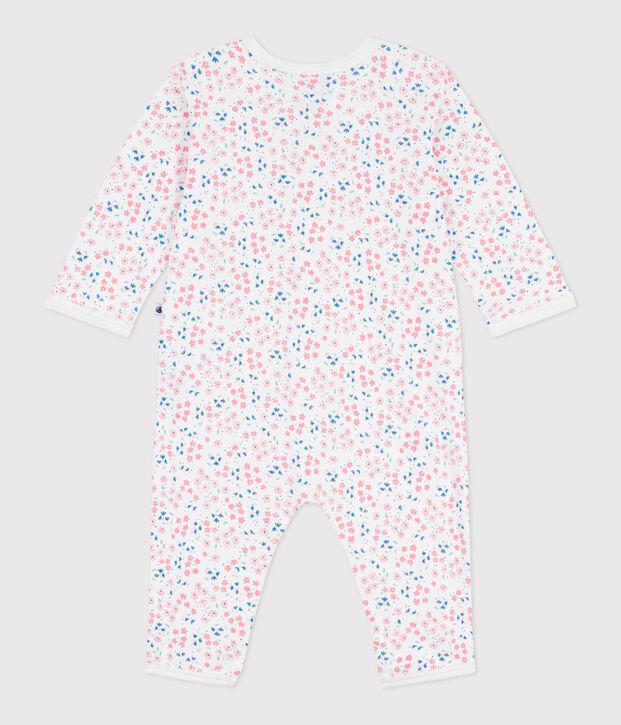 Pyjama b&eacute;b&eacute; en coton sans pieds imprim&eacute; fleuri blanc/multicouleur
