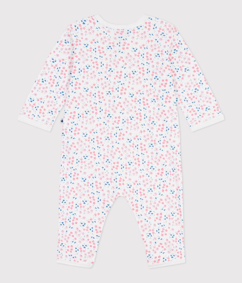 Pyjama b&eacute;b&eacute; en coton sans pieds imprim&eacute; fleuri blanc MARSHMALLOW/blanc MULTICO