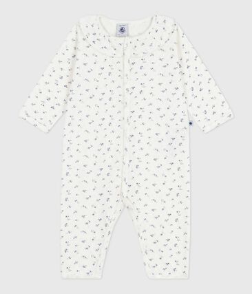 Pyjama bébé en coton ajouré sans pieds avec col imprimé fleuri