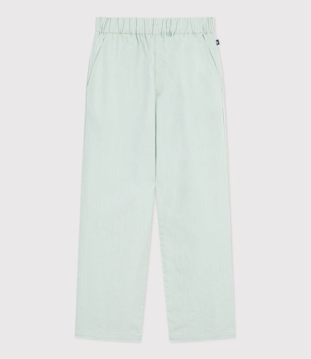 Pantalon enfant en coton lin vert clair
