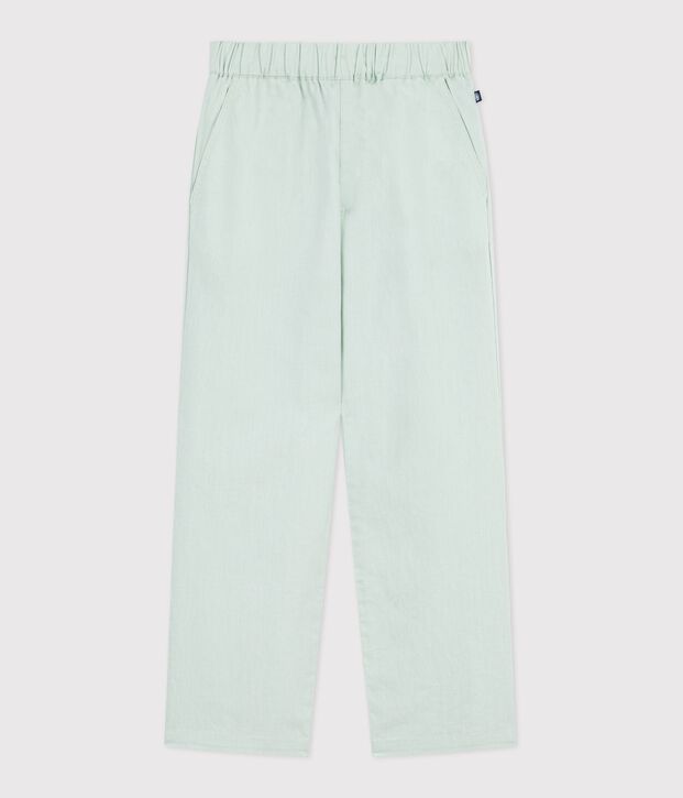 Pantalon enfant en coton lin vert
