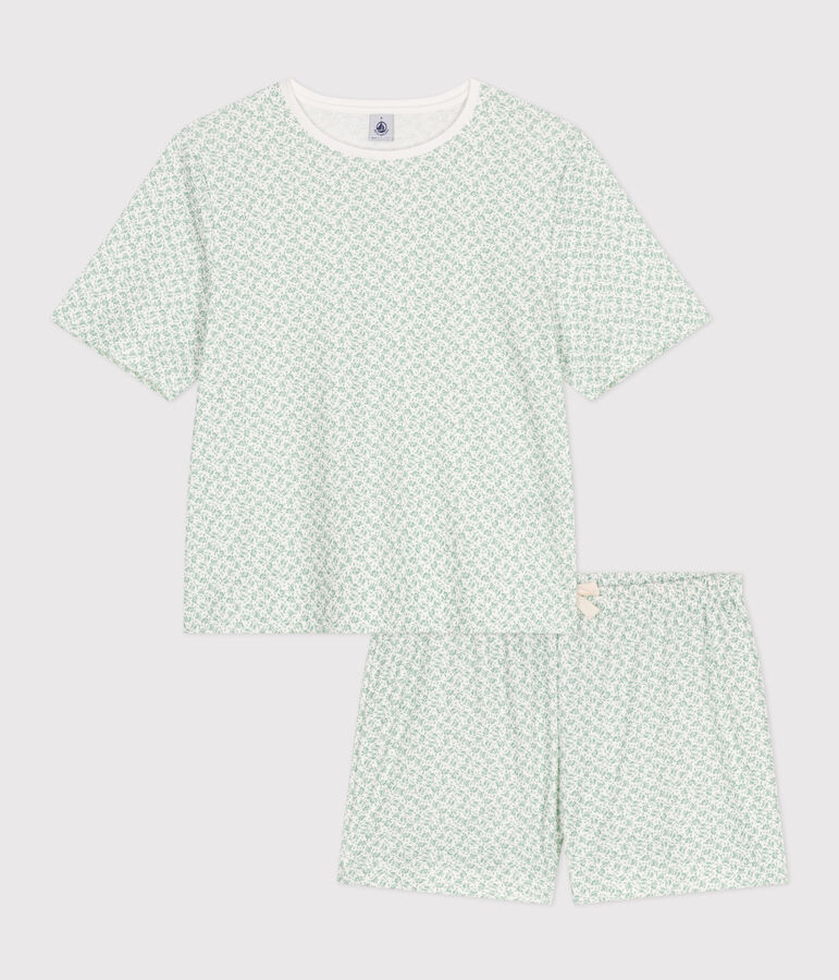 Pyjama short femme en coton fleuri MARSHMALLOW/ PAUL