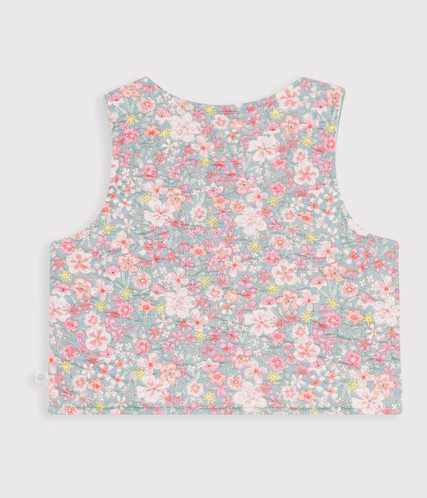 Gilet b&eacute;b&eacute; sans manches en coton imprim&eacute; fleurs bleu/multicouleur