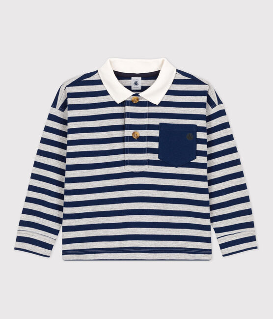 Polo rayé manches longues en coton enfant garçon bleu MEDIEVAL/ FUMEE