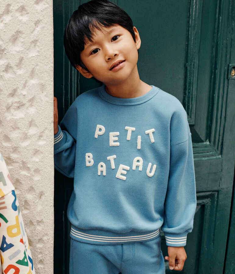 Sweatshirt en molleton enfant fille / gar&ccedil;on bleu BEACH