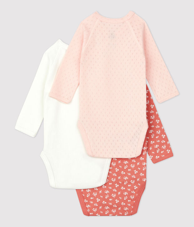 Lot de 3 bodies b&eacute;b&eacute; en coton biologique multicouleur