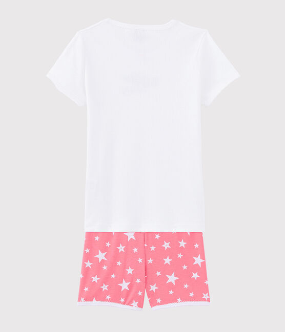 Pyjacourt motif "Bonheur" petite fille en coton blanc MARSHMALLOW/blanc MULTICO