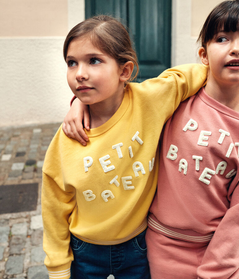 Sweatshirt en molleton enfant fille / gar&ccedil;on jaune DAISY