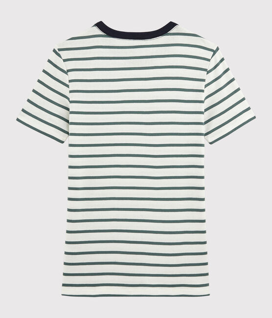 T-shirt col rond iconique en coton Femme blanc MARSHMALLOW/vert VALLEE